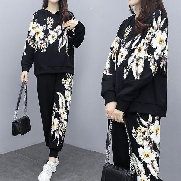 women's tracksuits set two pieces of women's clothing, long-sleeve flowered clothes with hood + casual 4xl h987 trousers for autum, Gray
women's tracksuits set two pieces of women's clothing, long-sleeve flowered clothes with hood + casual 4xl h987 trousers for autum, Gray