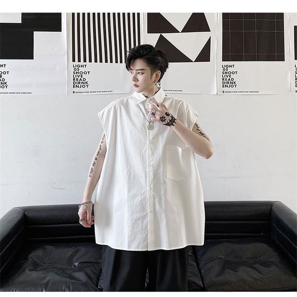 men's casual shirts back pocket splicing street style urban youth fashion hip-hop loose large size sleeveless black and white shirt, White;black
men's casual shirts back pocket splicing street style urban youth fashion hip-hop loose large size sleeveless black and white shirt, White;black