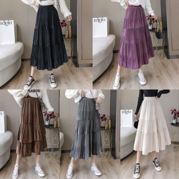 popular korean winter 2020 new autumn fashion high waisted and velvet pleated mid long half length skirt hot, White;black
popular korean winter 2020 new autumn fashion high waisted and velvet pleated mid long half length skirt hot, White;black