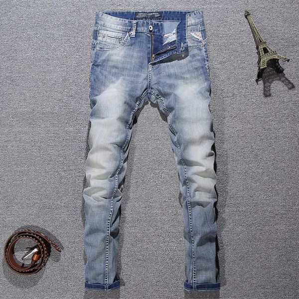 men's jeans european vintage fashion men retro light blue plain wash classical simple designer slim casual cotton denim pants
men's jeans european vintage fashion men retro light blue plain wash classical simple designer slim casual cotton denim pants