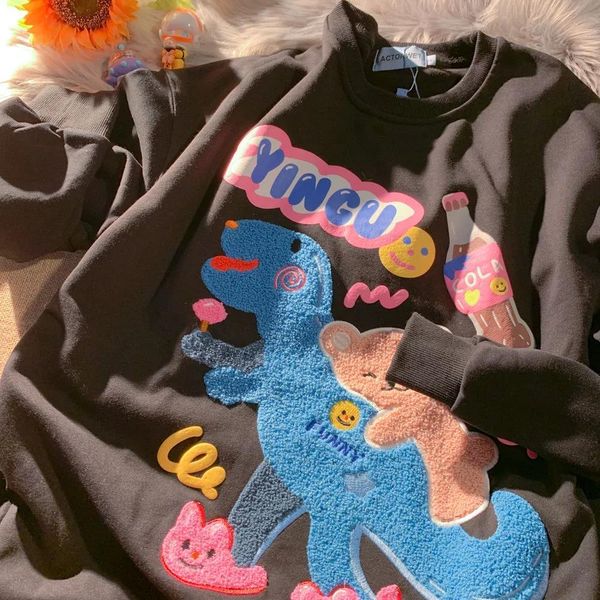 women hoodie vintage dinosaur embroidery sweatshirt kawaii japanese fashion plus size hoodies 2021 autumn new arrival casual pullovers, Black
women hoodie vintage dinosaur embroidery sweatshirt kawaii japanese fashion plus size hoodies 2021 autumn new arrival casual pullovers, Black
