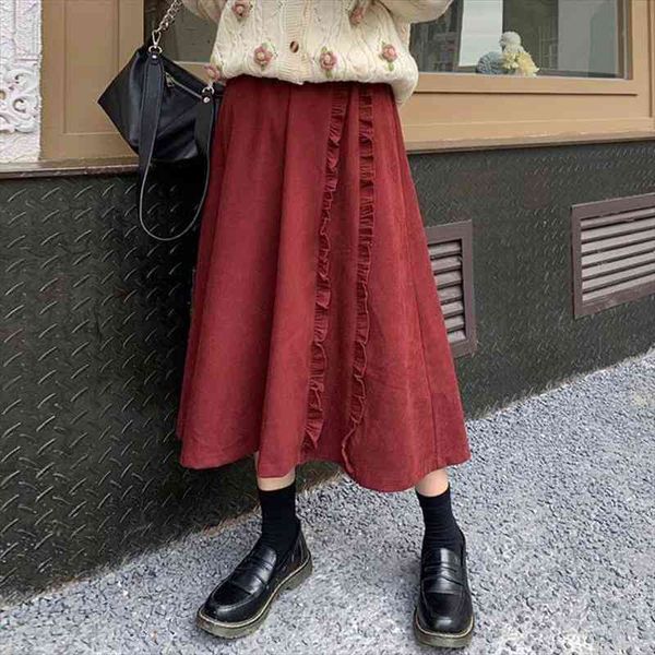 autumn winter corduroy vintage wine womens skirts red ruffles midi long female elastic high waist a-line skirt, Black
autumn winter corduroy vintage wine womens skirts red ruffles midi long female elastic high waist a-line skirt, Black