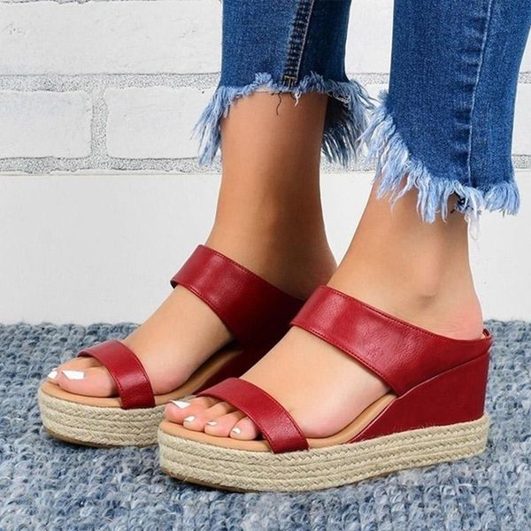 women's summer retro wedge sandals ladies slides causal comfortable slippers woman soft pu leather female shoes 2021 35-43, Black
women's summer retro wedge sandals ladies slides causal comfortable slippers woman soft pu leather female shoes 2021 35-43, Black