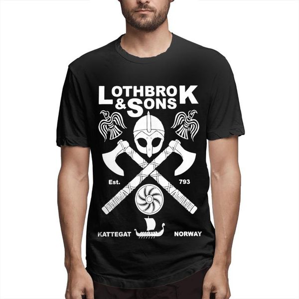 men's t-shirts lothbrok & sons humorous tees short sleeve crew neck t-shirt cotton 4xl clothes, White;black