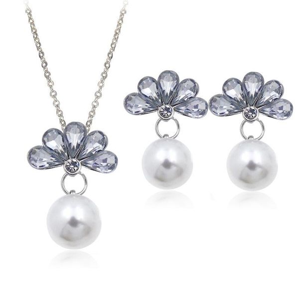 earrings & necklace gu63 fashion fan shaped flower pearl earring set creative model zircon bridal accessories women, Silver
earrings & necklace gu63 fashion fan shaped flower pearl earring set creative model zircon bridal accessories women, Silver