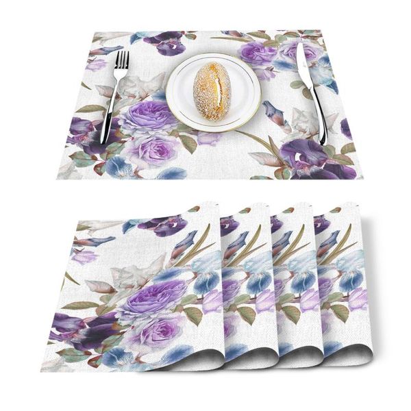 table runner 4/6pcs rose flower purple iris kitchen placemat set dining mats cotton linen pad bowl cup mat home decor
table runner 4/6pcs rose flower purple iris kitchen placemat set dining mats cotton linen pad bowl cup mat home decor