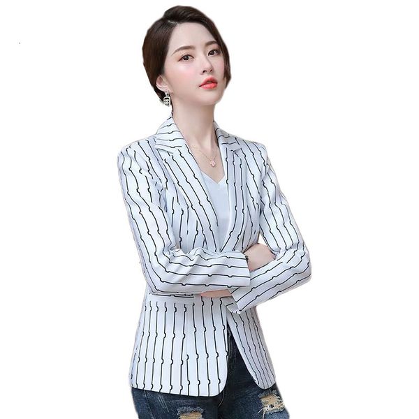 women's suits & blazers spring stripe suit jacket women feminino fashion notched pockets single button slim ol ladies blazer short coat, White;black
women's suits & blazers spring stripe suit jacket women feminino fashion notched pockets single button slim ol ladies blazer short coat, White;black