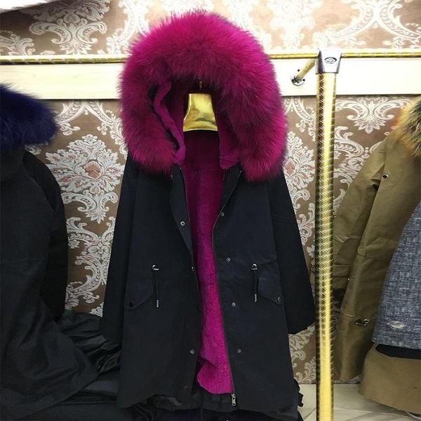 women's fur & faux real coat long with raccon dog collar women parka natural raccoon warm jacket, Black
women's fur & faux real coat long with raccon dog collar women parka natural raccoon warm jacket, Black