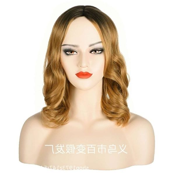 of head blonde dyeing split large scalp medium long curly set, Black
of head blonde dyeing split large scalp medium long curly set, Black