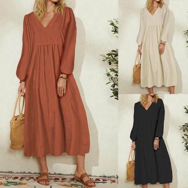 casual dresses plus size clothing women cotton lantern long sleeves patchwork loose v-neck gentle white maxi mid-calf ladies, Black;gray
casual dresses plus size clothing women cotton lantern long sleeves patchwork loose v-neck gentle white maxi mid-calf ladies, Black;gray