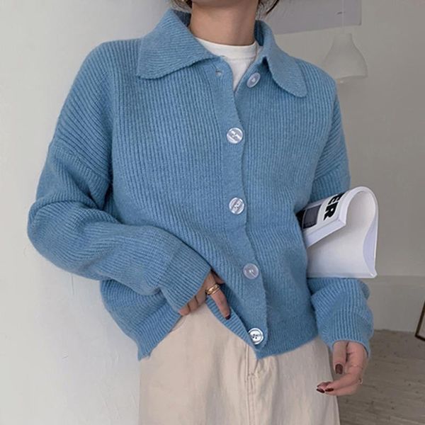 korean lapel long sleeve cardigan sweater women 2021 new autumn winter loose casual knitwear sweater jacket coat female, White
korean lapel long sleeve cardigan sweater women 2021 new autumn winter loose casual knitwear sweater jacket coat female, White