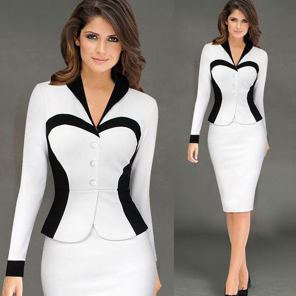 women's suits & blazers women autumn and winter blazer dress elegant long sleeve career office suit, White;black
women's suits & blazers women autumn and winter blazer dress elegant long sleeve career office suit, White;black