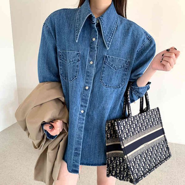 women's blouses & shirts onalippa women shirt autumn korean chic retro simple single-breasted loose casual double-pocket washed blue de, White
women's blouses & shirts onalippa women shirt autumn korean chic retro simple single-breasted loose casual double-pocket washed blue de, White