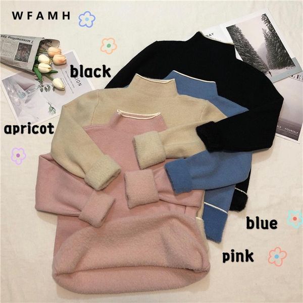 women's sweaters autumn and winter korean version 2021 half-high collar plus velvet thick bottoming shirt loose fit long sleeve sweater, White;black
women's sweaters autumn and winter korean version 2021 half-high collar plus velvet thick bottoming shirt loose fit long sleeve sweater, White;black