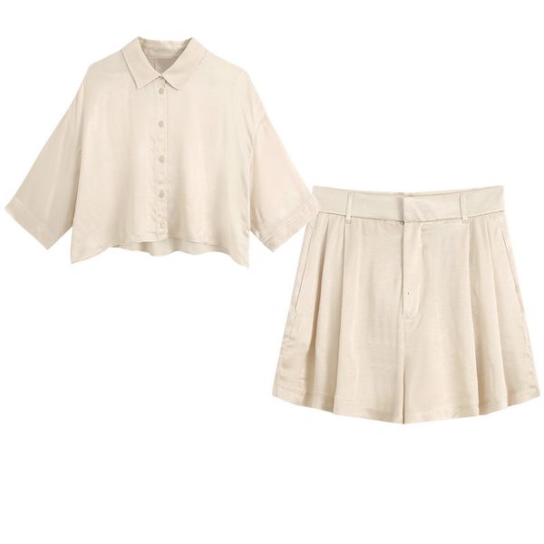 women's suit will see lazy fashion style drape cardigan shirt + high waist satin shorts set of two pieces wpnd, White
women's suit will see lazy fashion style drape cardigan shirt + high waist satin shorts set of two pieces wpnd, White