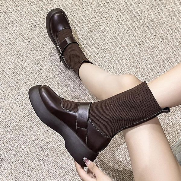 boots autumn ankle mesh elastic fabric platform thick wedge buckle strap round toe chunky heel casual fashion shoes ladies, Black
boots autumn ankle mesh elastic fabric platform thick wedge buckle strap round toe chunky heel casual fashion shoes ladies, Black