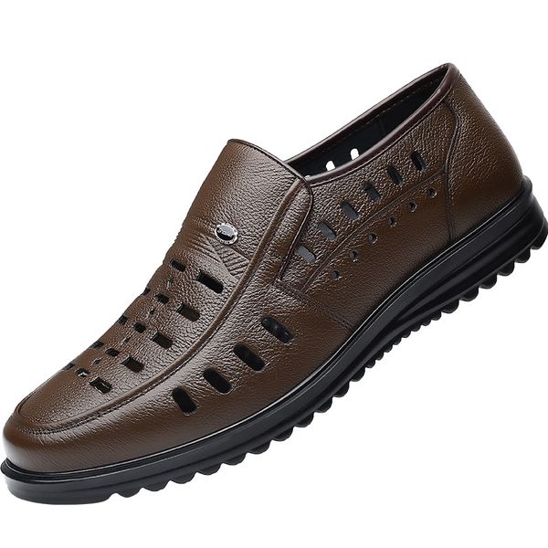 men sandals summer shoes leather fashion breathble hollow out shallow loafers flat non-slip casual outdoor driving comfortable, Black
men sandals summer shoes leather fashion breathble hollow out shallow loafers flat non-slip casual outdoor driving comfortable, Black