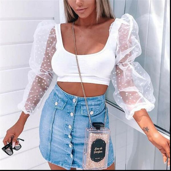 women crop see through sheer mesh blouse puff long sleeve tee shirt elegant blusas femme ladies fashion clothes, White
women crop see through sheer mesh blouse puff long sleeve tee shirt elegant blusas femme ladies fashion clothes, White