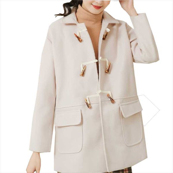 new autumn winter thick warm coat woman outerwear mid-length woolen coat student horn buckle all-match women's woolen trend, Black
new autumn winter thick warm coat woman outerwear mid-length woolen coat student horn buckle all-match women's woolen trend, Black