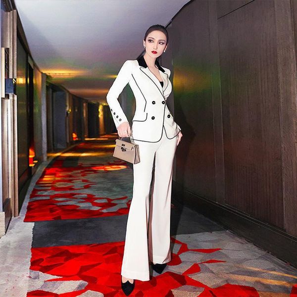 women's two piece pants 2pcs tweed women elegant dress suit set lady office wear business formal uniform, White
women's two piece pants 2pcs tweed women elegant dress suit set lady office wear business formal uniform, White