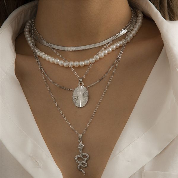 retro crystal snake ellipse pendant necklaces geometric imitation pearl clavicle chains women punk animal gold alloy necklace multi layer je, Silver
retro crystal snake ellipse pendant necklaces geometric imitation pearl clavicle chains women punk animal gold alloy necklace multi layer je, Silver