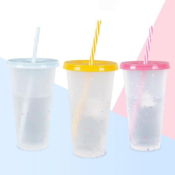 mugs 1pcs 700ml straw cup with lid logo coffee reusable cups plastic tumbler matte finish mug
