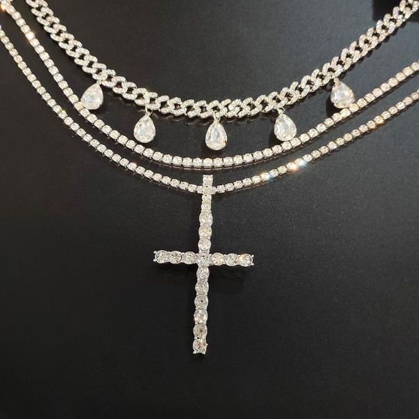 chains hip hop silver color cuban link chain choker necklace crystal stone cross pendant multilayer rhinestone tennis necklaces jewelry
chains hip hop silver color cuban link chain choker necklace crystal stone cross pendant multilayer rhinestone tennis necklaces jewelry