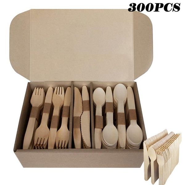 disposable dinnerware 300pcs wooden cutlery set home party dert spoons knives forks dining tableware
disposable dinnerware 300pcs wooden cutlery set home party dert spoons knives forks dining tableware