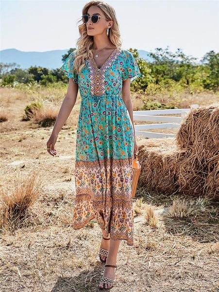 happie queens women floral print beach bohemian rayon maxi dresses ladies v neck botton boho pleated dress vestidos, Black;gray
happie queens women floral print beach bohemian rayon maxi dresses ladies v neck botton boho pleated dress vestidos, Black;gray