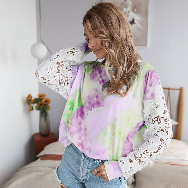 2021 autumn lace patchwork full sleeve tie dye women office lady o-neck t shirt new jnqp, White
2021 autumn lace patchwork full sleeve tie dye women office lady o-neck t shirt new jnqp, White