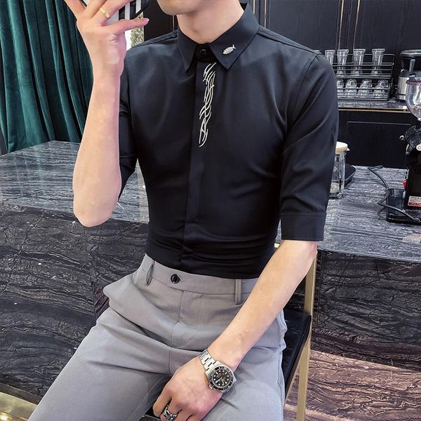 men's casual shirts korean summer half sleeve men embroidery slim fit night club/prom tuxedo dress camisa masculina white 3xl, White;black
men's casual shirts korean summer half sleeve men embroidery slim fit night club/prom tuxedo dress camisa masculina white 3xl, White;black