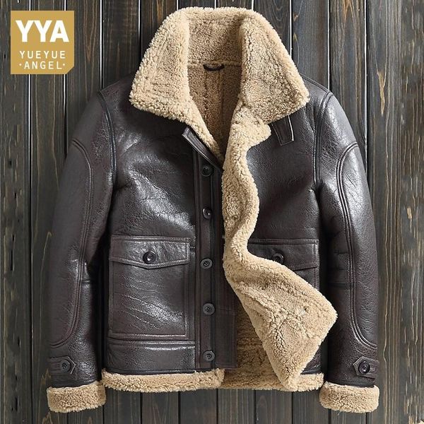men's leather & faux winter mens natural wool lining overcoat thick warm shearling coat luxury fur male slim pilot sheepskin genuine ja, Black
men's leather & faux winter mens natural wool lining overcoat thick warm shearling coat luxury fur male slim pilot sheepskin genuine ja, Black