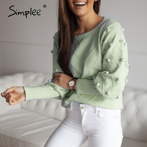 simplee elegant fur pompon sweater autumn winter lantern sleeve knitted sweater female streetwear ladies green pullover 210218, White;black
simplee elegant fur pompon sweater autumn winter lantern sleeve knitted sweater female streetwear ladies green pullover 210218, White;black