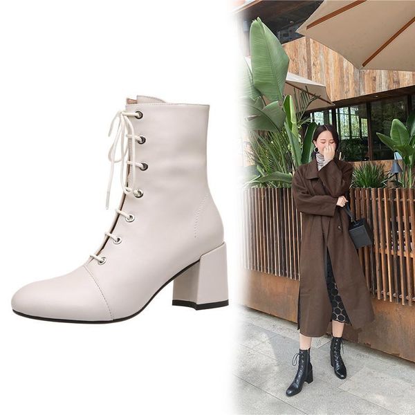 boots genuine leather women lace-up ankle for round toe fashion short winter high heel shoes woman handmade, Black
boots genuine leather women lace-up ankle for round toe fashion short winter high heel shoes woman handmade, Black