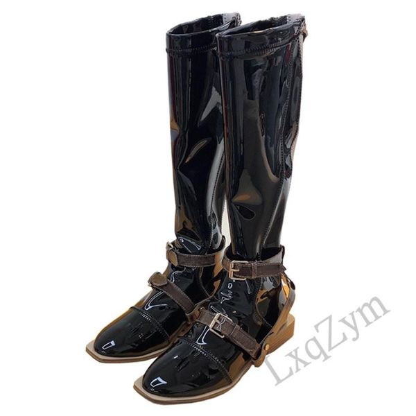 boots 2021 autumn winter low heels square toe long for women fashion patent leather shoes female back zip stretch knee high boot, Black
boots 2021 autumn winter low heels square toe long for women fashion patent leather shoes female back zip stretch knee high boot, Black
