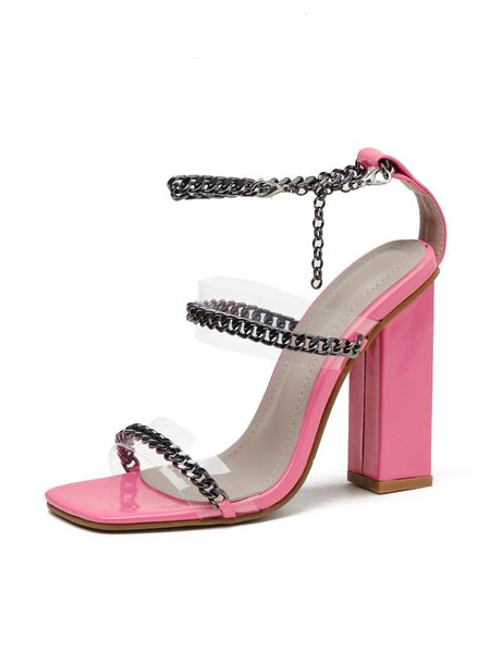 2021 new fashion ankle buckle square high heels women shoes pvc transparent strap metal chain sandals roq3, Black
2021 new fashion ankle buckle square high heels women shoes pvc transparent strap metal chain sandals roq3, Black