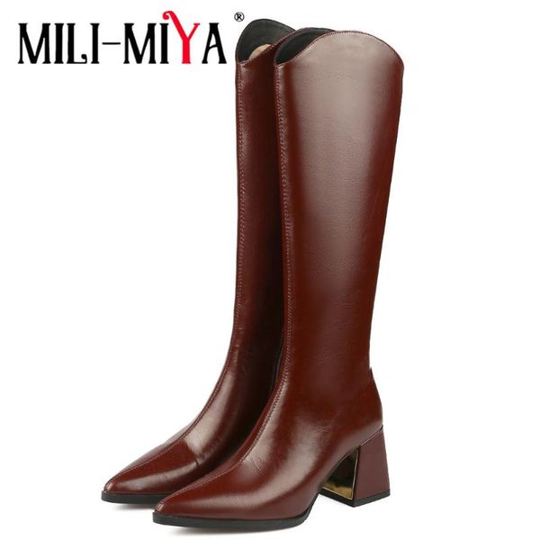 boots mili-miya 2022 simple women pointed toe knee high ladies cozy thick heels zipper black brown beige party dress shoes
boots mili-miya 2022 simple women pointed toe knee high ladies cozy thick heels zipper black brown beige party dress shoes