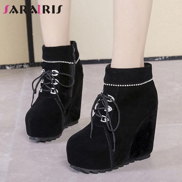 boots sarairis balck lace up zipper round toe women short plush wedges comfy quality winter ladies shoes, Black
boots sarairis balck lace up zipper round toe women short plush wedges comfy quality winter ladies shoes, Black