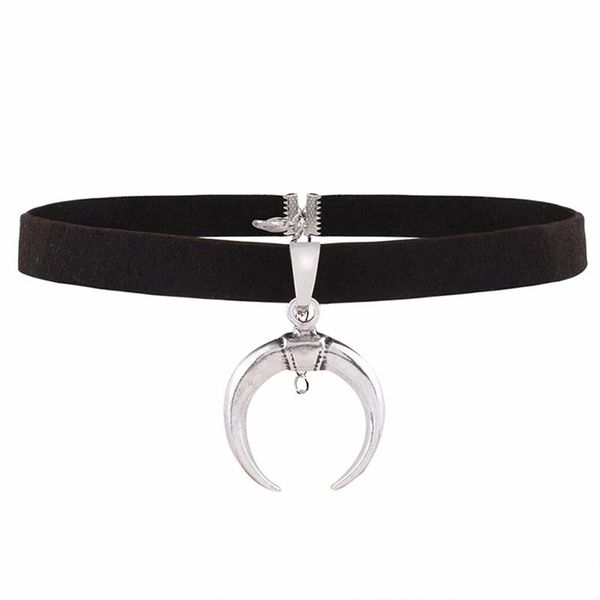 new design black velvet ribbon choker necklace gothic handmade with charm moon pendant gothic emo for women collares mujer, Silver
new design black velvet ribbon choker necklace gothic handmade with charm moon pendant gothic emo for women collares mujer, Silver