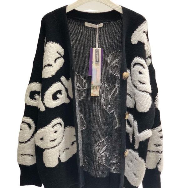 women's knits & tees lazy style 2021 bear black knit cardigan fall and winter wear loose sweater coat female long sleeve, White
women's knits & tees lazy style 2021 bear black knit cardigan fall and winter wear loose sweater coat female long sleeve, White