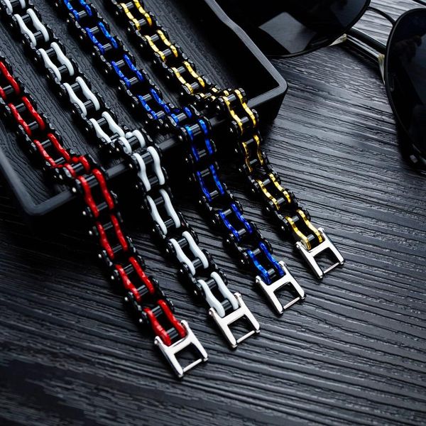 link, chain punk personal bracelet motorcycle design bangle stainless steel domineering jewelry night patry wrist accessories band, Black
link, chain punk personal bracelet motorcycle design bangle stainless steel domineering jewelry night patry wrist accessories band, Black