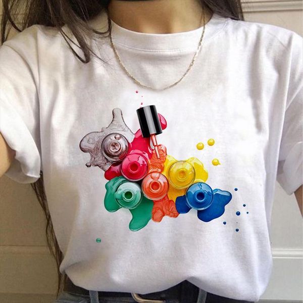 color nail polish printed casual womens tee femme printing harajuku short sleeve, White
color nail polish printed casual womens tee femme printing harajuku short sleeve, White