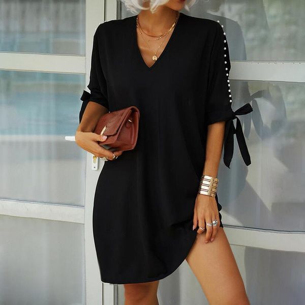 casual dresses summer feminine dress fashion solid color v-neck off shoulder beaded short-sleeve loose women chiffon, Black;gray
casual dresses summer feminine dress fashion solid color v-neck off shoulder beaded short-sleeve loose women chiffon, Black;gray