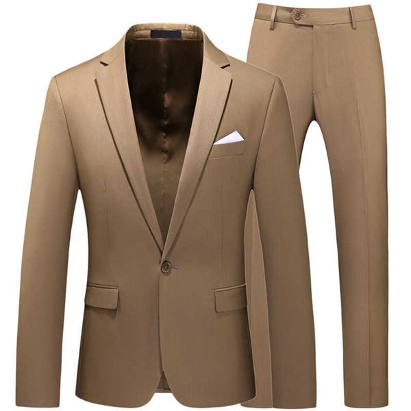 Image of Men Business Casual Slim Fit Black Suits Coat Pants Luxury Blazer Formal Wedding White Party Blazers Jacket Trousers 2 Pcs Set X0909
