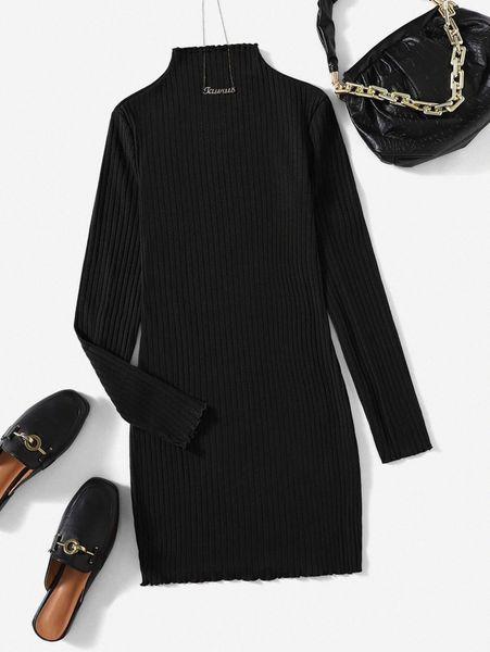 plus mock neck lettuce trim bodycon dress a8xs#, Black
plus mock neck lettuce trim bodycon dress a8xs#, Black