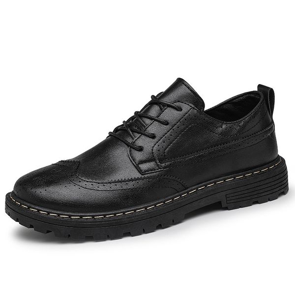 men leather dress shoes formal elegant classic business wedding social male fashion flat brogue footwear party lace up, Black 
men leather dress shoes formal elegant classic business wedding social male fashion flat brogue footwear party lace up, Black