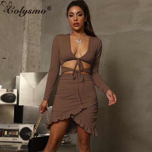 colysmo party dress long sleeve cut out tie up v neck ruffle vestidos black mini dresses for women casual fall fashion clothes 210527, Black;gray
colysmo party dress long sleeve cut out tie up v neck ruffle vestidos black mini dresses for women casual fall fashion clothes 210527, Black;gray