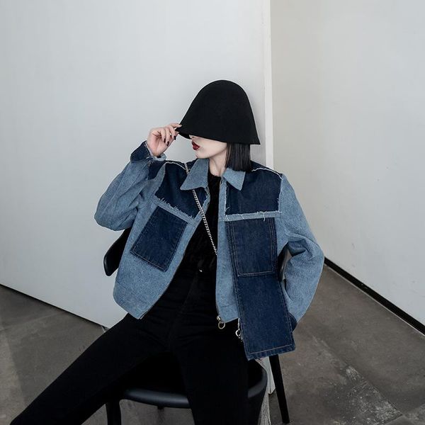 short jeans coat women's 2021 spring and autumn fried street design stitching jacket denim plus size jacket women, Black;brown
short jeans coat women's 2021 spring and autumn fried street design stitching jacket denim plus size jacket women, Black;brown