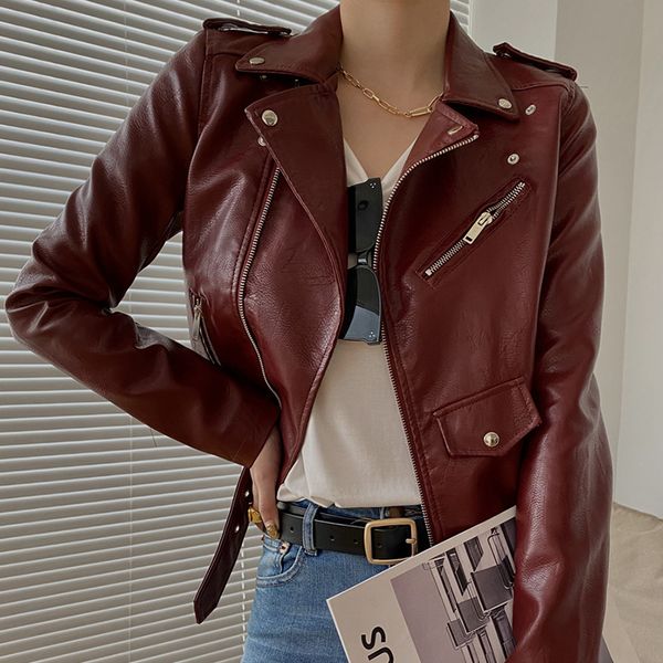 2021 new spring women short faux soft jacket with belt streetwear moto biker zipper pu leather coat black outwear bp4d
2021 new spring women short faux soft jacket with belt streetwear moto biker zipper pu leather coat black outwear bp4d