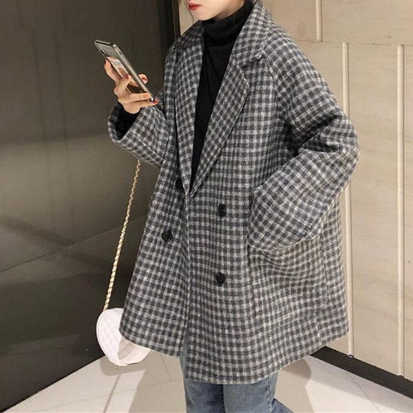 women's wool & blends vintage plus size women's 2021 autumn winter blazer suits korean loose thick plaid suit mid-length check wool, Black
women's wool & blends vintage plus size women's 2021 autumn winter blazer suits korean loose thick plaid suit mid-length check wool, Black